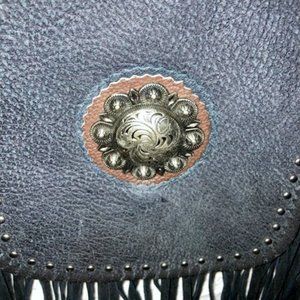 MONTANA WEST FRINGE PURSE - BLACK LEATHER